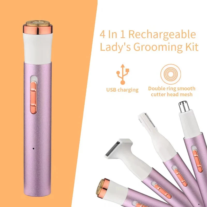 SilkyGlow 4-in-1 Rechargeable Shaver for Women