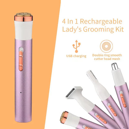 SilkyGlow 4-in-1 Rechargeable Shaver for Women