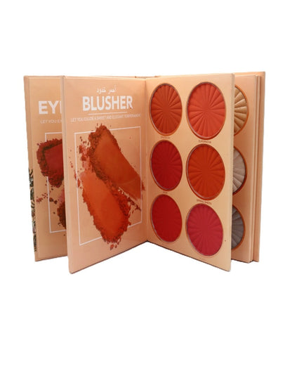 Set of eyeshadow and blusher and contour palette