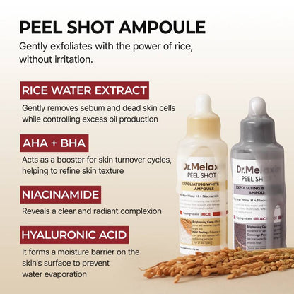 Peel Shot Glow Duo: White Rice Brightening & Black Rice Refining Ampoules (Buy 1 Get 1 Free)